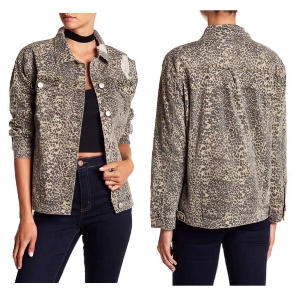 ASHLEY MASON Distressed Leopard Print Jacket